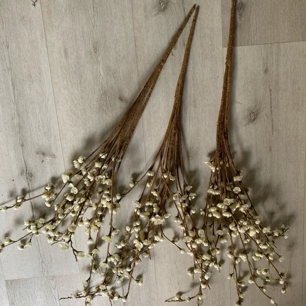 3 branches cream‎ white faux flowers artificial cherry blossom